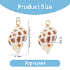 70Pcs Copper Wire Wrapped Natural Spiral Shell Pendants PALLOY-FH00100-2