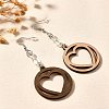 304 Stainless Steel Wood Hollow Heart Dangle Earrings EJEW-M074-03P-5