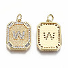 Brass Micro Pave Clear Cubic Zirconia Pendants KK-S356-234W-G-NF-2