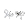 Bowknot CCB Plastic Stud Earrings for Women EJEW-Q382-07P-2