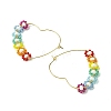 Heart Glass Seed with Brass Hoop Earrings EJEW-MZ00144-4