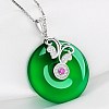 Donut Shape Synthetic Green Chalcedony Pendant Necklaces SJEW-BB66539-B-3