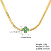 Clover Cubic Zirconia Pendant Necklace with Stainless Steel Cuban Link Chains GP9926-1-2