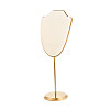 Bust Shaped Microfiber Necklace Display Stands with Golden Tone Aluminum Alloy Support ODIS-H006-01D-1