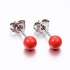 304 Stainless Steel Spray Painted Stud Earrings EJEW-H353-07-C-1