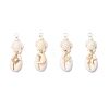 4Pcs 4 Styles Natural Cowrie Shell & Dyed Synthetic Turquoise Turtle Copper Wire Wrapped Pendants PALLOY-JF04035-02-1