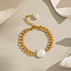 Elegant Flat Round Elegant Baroque Pearl Bead Link Bracelets SX2805-2-2