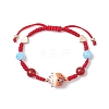 Fortune Cat Handmade Porcelain & Natural Carnelian & Acrylic Braided Bead Bracelets BJEW-JB10504-1