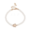 Brass Pave Clear Cubic Zirconia Star Link Chain Bracelets BJEW-M321-01A-1