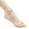 304 Stainless Steel Turtle Charm Anklet with Round Natural White Jade Beads for Women AJEW-AN00498-04-3