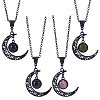 ANATTASOUL 4Pcs 4 Colors Glass Flat Round & Alloy Moon Pendant Necklaces Set NJEW-AN0001-55-1