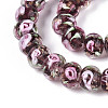 Handmade Lampwork Inner Flower Rondelle Beads Strands LAMP-T022-24B-3
