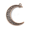 Tibetan Style Alloy Hollow Moon  2-Loop Link Pendants TIBEP-5312-R-FF-1