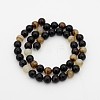 Dyed & Heated Black Agate Round Bead Strands G-P070-22-6mm-2