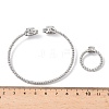 Teardrop Brass Micro Pave Cubic Zirconia Cuff Bangles & Rings Sets for Women SJEW-R002-04P-02-4