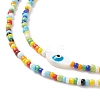 Natural Shell Horse Eye & Glass Seed Beaded Double Layer Necklace for Women NJEW-JN03932-3