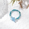 Natural Aquamarine Beaded Rings RJEW-TA00191-05-1