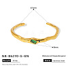 304 Stainless Steel Micro Pave Green Cubic Zirconia Cuff Bangles for Women WG3B407-04-1