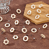 Unicraftale 32Pcs 2 Style Donut & Flower Natural Ash Wood Stud Earring Findings EJEW-UN0002-28-5