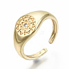 Brass Micro Pave Clear Cubic Zirconia Cuff Rings RJEW-S045-037G-NR-1