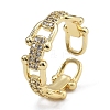 Rack Plating Brass Micro Pave Clear Cubic Zirconia Cuff Finger Rings for Women RJEW-M028-44G-2