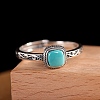 Synthetic Turquoise with 925 Sterling Silver Finger Rings RJEW-C155-03-1