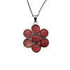 Synthetic Watermelon Stone Glass Flower Pendant Necklaces FO7861-12-1