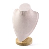 Bust Shaped Microfiber & Wood Jewelry Necklace & Earrings Display Stands NDIS-H042-01B-03-1