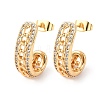 Brass Micro Pave Clear Cubic Zirconia Stud Earrings EJEW-B153-15G-4