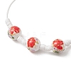 Adjustable Handmade Flower Printed Porcelain Beads Braided Beaded Bracelets for Women BJEW-JB13580-4
