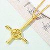 Christian Upside Down Cross & Star Alloy Pendant Pendant Twisted Chain Necklaces for Women LS-NJEW-NH0001-03G-3
