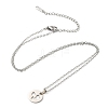 Non-Tarnish 201 Stainless Steel Heart Pendant Necklace with Cable Chains NJEW-Q317-18P-1