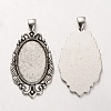 Tibetan Style Alloy Oval Pendant Cabochon Settings PALLOY-J494-28AS-1