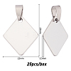 BENECREAT 201 Stainless Steel Rhombus Stamping Blank Tag Pendants STAS-BC0001-06P-2