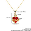 Brass Micro Pave Clear Cubic Zirconia and Red Resin Scared Heart Pendant Necklaces for Women FS-WG476F5-01-4