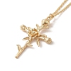 304 Stainless Steel Cross with Flower Pendant Necklaces for Women NJEW-A020-03H-G-1