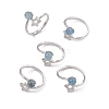 Natural Aquamarine Cuff Rings RJEW-G273-05P-02-1