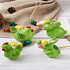 Crafans 4Pcs 4 Style Easter Theme Plastic Hen & Rabbit Pendant Decorations HJEW-CF0001-16B-18