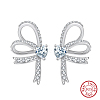 925 Sterling Silver Micro Pave Clear Cubic Zirconia Stud Earrings STER-P065-07P-1