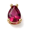 Teardrop Brass Micro Pave Cubic Zirconia Slide Charms KK-C119-16G-01-1