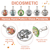 DICOSMETIC 24Pcs 6 Color Hamsa Hand Pattern Glass Pendants GLAA-DC0001-01-4