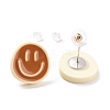 Smiling Face Resin Stud Earrings for Women EJEW-G305-01P-2