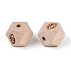 Laser Engraved Beech Wood Faceted Beads WOOD-T033-10A-2