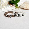 Natural Grey Agate Round Beaded Stretch Bracelet BJEW-SW00077-11-6