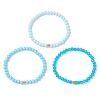 3Pcs Faceted Imitation Jade & Opaque Glass Rondelle Beaded Stretch Bracelets for Women BJEW-JB12563-01-1
