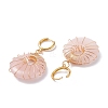 Donut Natural Rose Quartz Dangle Hoop Earrings EJEW-JE04749-3