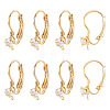 10Pcs Square Brass Micro Pave Clear Cubic Zirconia Leverback Earring Findings KK-TADJ0001-19-1