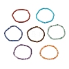 7Pcs Natural Red Aventurine/ Red Jasper/ Green Aventurine/ Tiger Eye/ Turquoise/ Lapis Lazuli/ Lepidolite Beads Stretch Bracelets for Women BJEW-JB11670-2