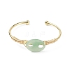 Natural Green Aventurine Coffee Bean Open Cuff Bangle BJEW-G660-01G-11-2