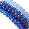 5Pcs 5 Styles Faceted Round Glass Beaded Stretch Bracelet Sets BJEW-JB10423-04-5